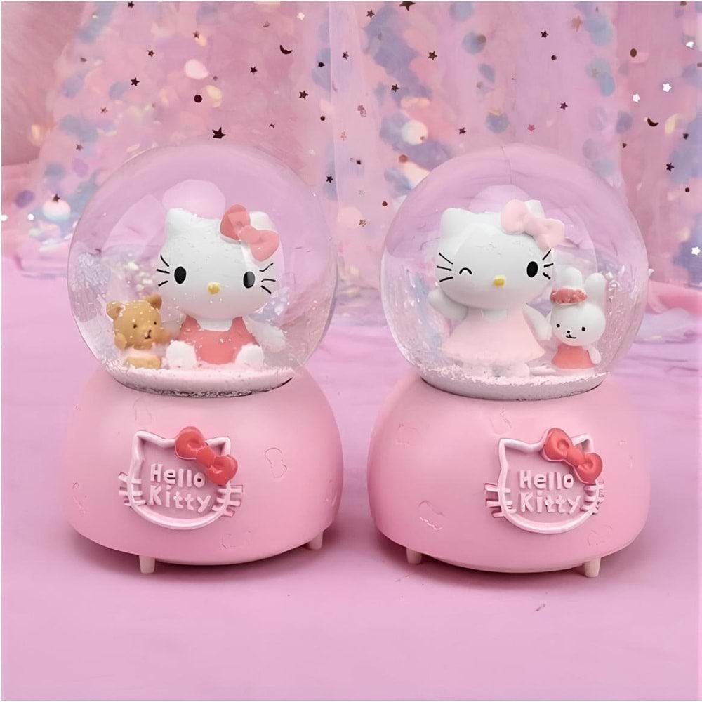 Hello Kitty Işıklı Müzikli Kar Küresi Orta Boy 12 cm