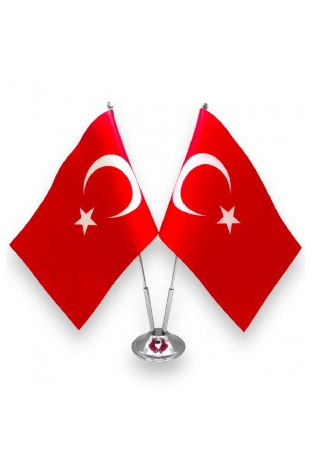 Çiftli Krom Türk Masa Bayrağı