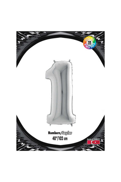 1 Rakam Gümüş Folyo Balon 40"