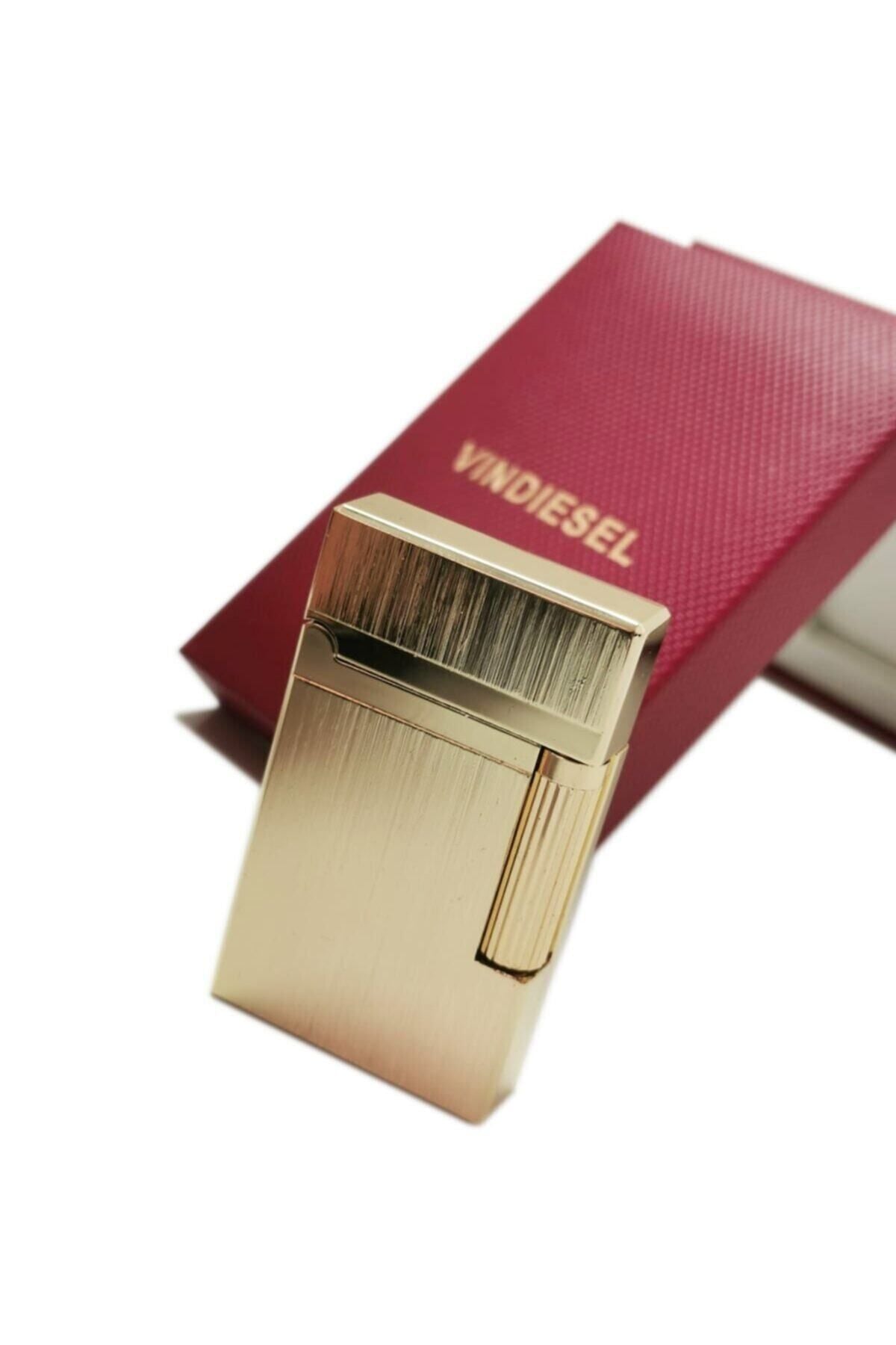 Vindiesel 1.Kalite Çelik Gazlı Dupont Çakmak Özel Kutulu Gold İnce Çizgi Desenli