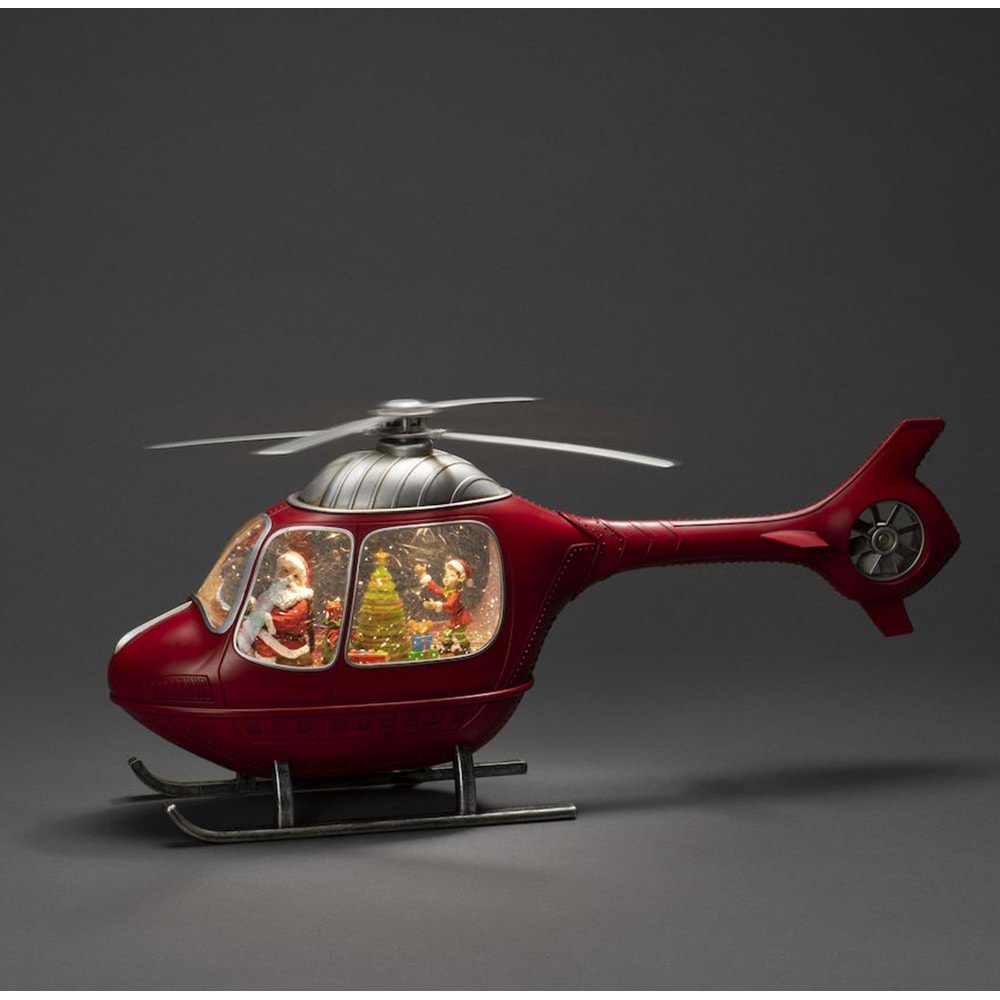 Helikopter Tasarımlı Işıklı Müzikli Kar Küresi 41 x 11 x 22 cm
